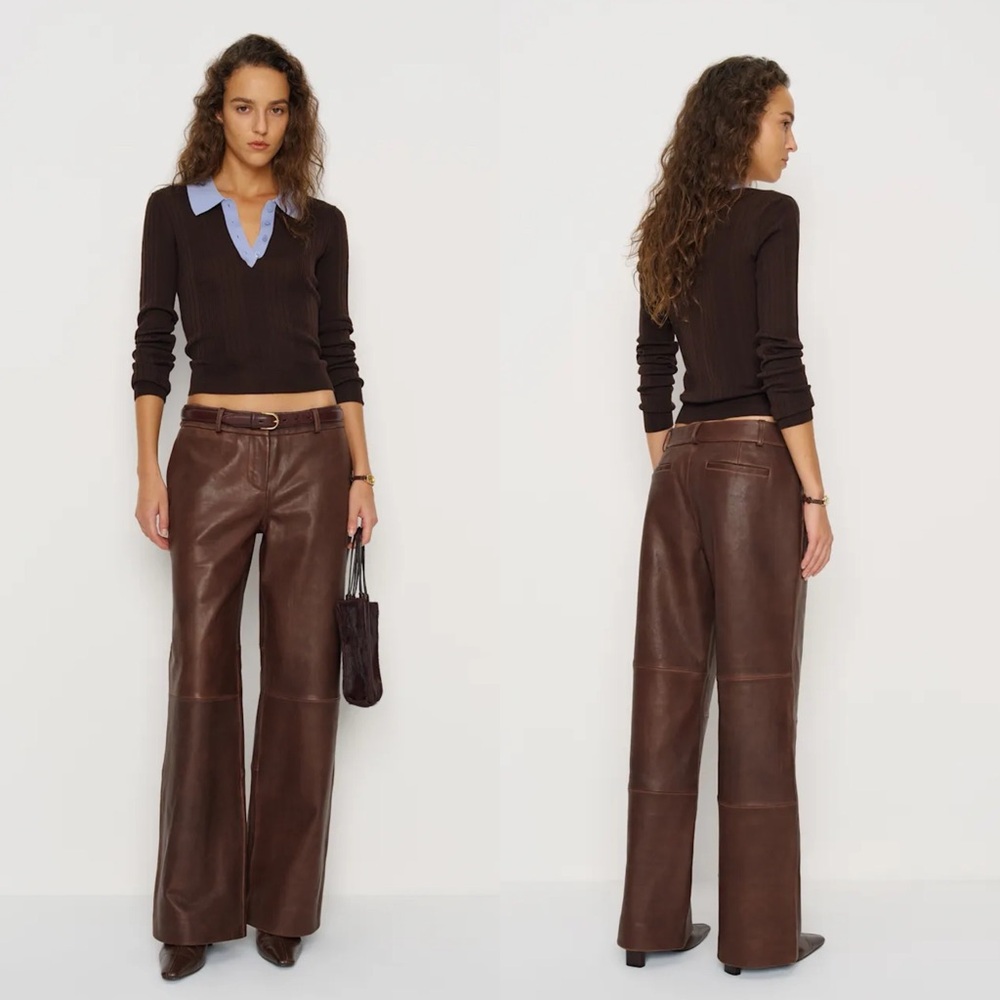 REFORMATION NWT Veda Gisele Low Rise Leather Pants 2